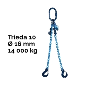 Dvoupramenný řetězový vazák, oko-2 hák, zkracovač, Nosnost 14 000/10 000 kg, G10-16, Certifikát